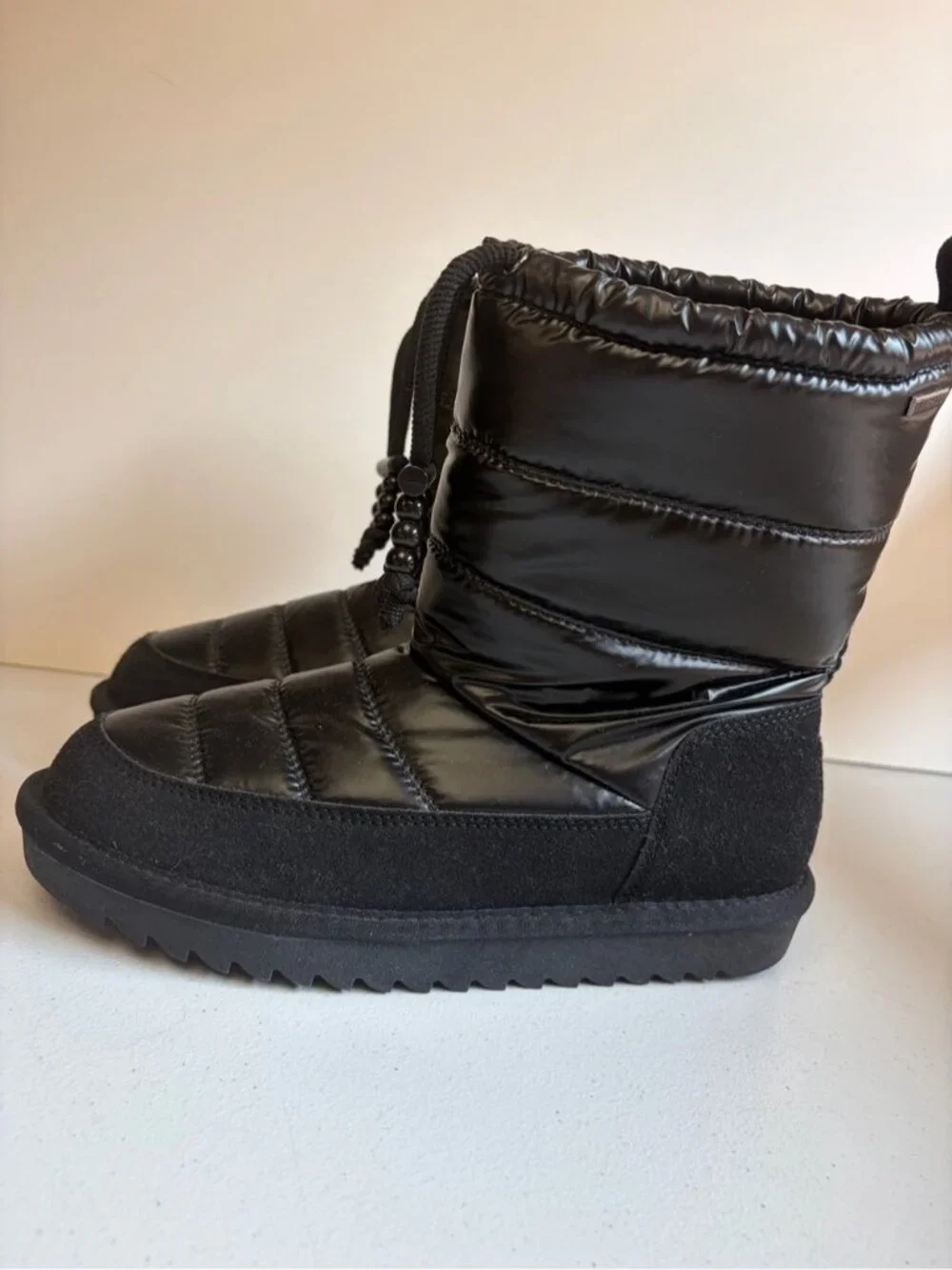 Kuiper Waterproof Black Winter Puffer Boots Womens size 9 Faux Fur Lined New